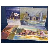 Five Unsigned Original Watercolor Works by Trotti