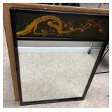 Large Decorative Mirror with Black Lacquer Frame a