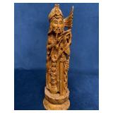 Carved Wood Statuette of Krishna Playing a Flute o
