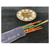 Artist Brushes & Palette Set From Estate of Alfred