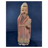 Carved Wooden Statue of Chinese Wise Man Fu