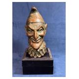 Bronze Jester post Newel bust antique great Patina
