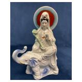 Ceramic Figurine of Guanyin Seated on an Elephant,