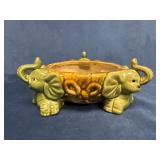 Vintage Majolica Elephant Planter with Multicolor