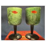 Luminous Wine Glasses Made from Serpentine in Orig