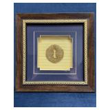 Framed Stone Carving Depicting Two Fish, 8.5'x8.5'