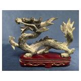 Carved Stone Dragon on Wooden Stand