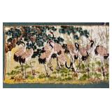 Vintage Velvet Prayer Rug with Stork Motif by Swan