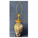 Chinese Vase Lamp with Floral and Bird Motifs