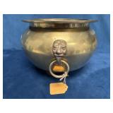 Brass Face Cauldron Planter with Decorative Handle