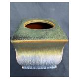 Glazed Ceramic Tissue Box Cover with Multitone Fin