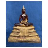 Heavy Translucent Red Resin Buddha Statuette with