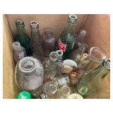 Various Old Bottles Including Branded Soda and Gla