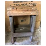 2 Metal Folding Sawhorse with Attached Wooden Brac