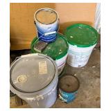 Paint and Sealant Buckets, Mostly Empty