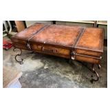 Trunk-Style map Coffee Table With Iron Base and Dr