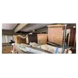 Shelf Contents Including Old Car Bumper and Chairs