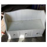 White Wooden Wall Shelf With Storage Drawers and G