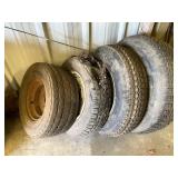 Four Used Automotive Tires, Mixed Sizes and Condit