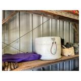 Miscellaneous Items on Wooden Shelf