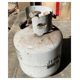 White Propane Tank with Valve and Protective Colla