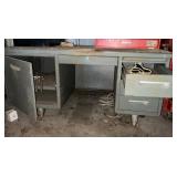 Metal Shop Desk With Assorted Tools and Storage