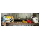 Garage Items Including Spotlight and Tools