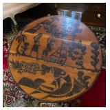 Folding Wooden Table with Intricate Carved Decorat