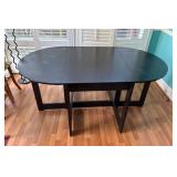 Black Wooden Drop-Leaf Table with Foldable Design