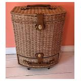 Wicker Picnic Basket with Integrated Trolley and A