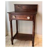 Wooden Side Table with Glass Drawer Pulls and Lowe