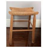 Wooden Stool with Woven Seat