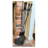 Black Wrought Iron Fireplace Tool Set with Stand
