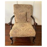 Upholstered Armchair with Paisley Pattern and Wood