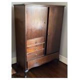 Wooden Armoire with Drawers and Shelving
