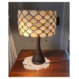 Slag Glass Table Lamp With Bronze Base and Double