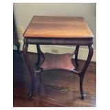 Wooden Side Table with Cabriole Legs and Lower She