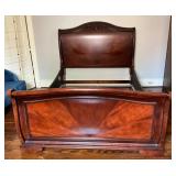 Queen Mahogany Sleigh Bed Frame Featuring Curved H