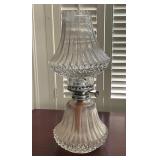 Clear Glass Oil Lamp With Ribbed Shade and Base
