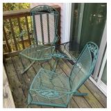 Metal Patio Furniture Set with Two Chairs and Side