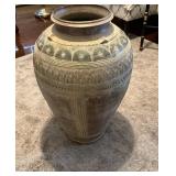 Large Handcrafted Ceramic Vase with Intricate Desi
