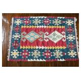 Handwoven Wool Kilim Rug with Geometric Patterns
