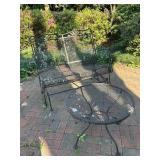 Outdoor Wrought Iron Patio Bench and Table Set