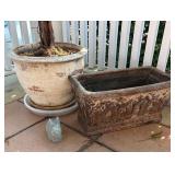 Weathered Planters with Decorative Rabbit Ornament