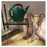 Garden Decor Lot with Watering Can, Metal Table, a
