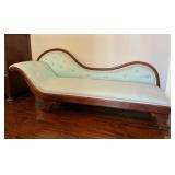 Victorian-Style Chaise Lounge with Blue Upholstery