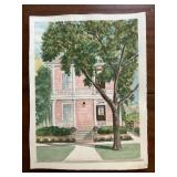 Watercolor Painting of a Pink House by Labeled Art