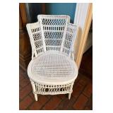 White Painted Wicker Chair with Caned Seat and Ope