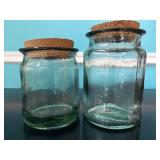 2 Clear Glass Jars with Cork Lids