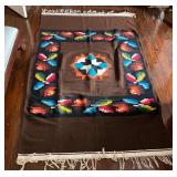 Hand-Woven Wool Rug With Geometric Centerpiece and
